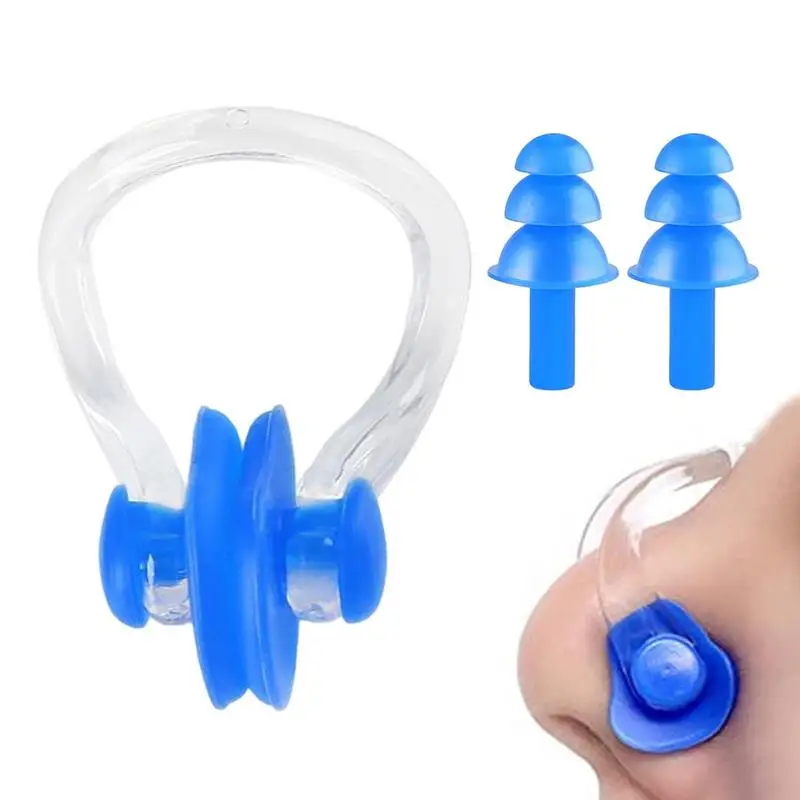 Swimming Nose Clip Ear Plug Set Waterproof Protection Ear Plug Silicone Swimming Nose Clip Swim Dive Supplies Security Protect