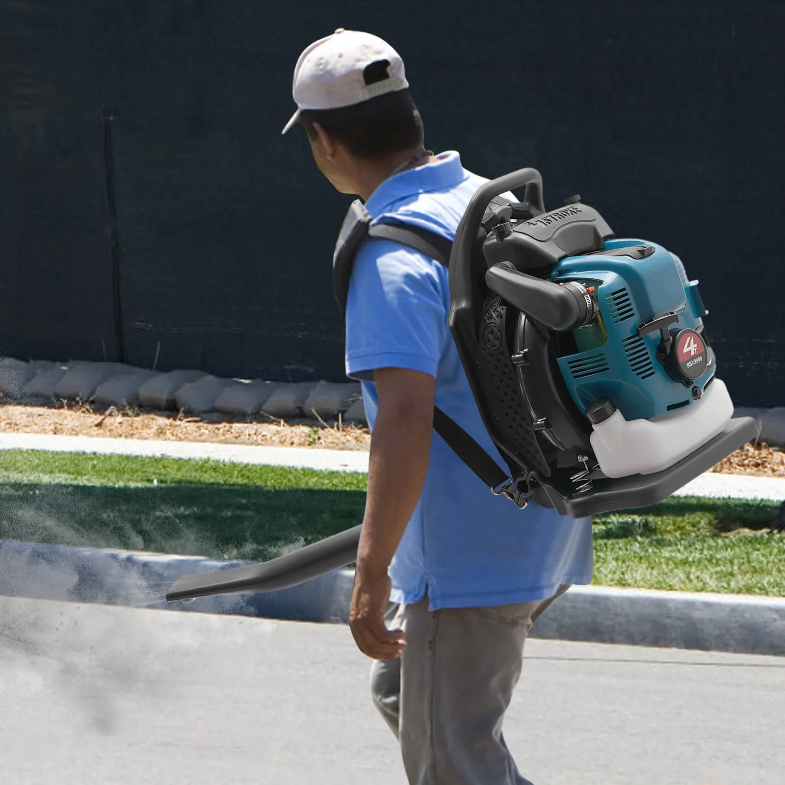 4-Stroke Backpack Leaf Blower,75.6cc Cordless Powerful Blowing,7000r/min Low Fuel Consumption Gas Powered Leaf Blower