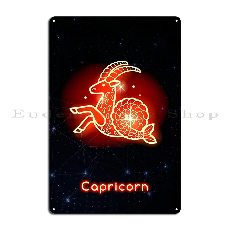 Zodiac Red Capricorn Metal Plaque Wall Decor Club Garage Design Club Tin Sign Poster