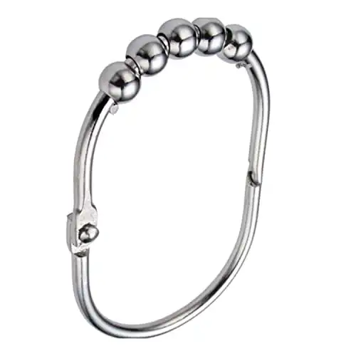 Shower Curtain Rings Set, Polished Chrome Finish, Easy Glide