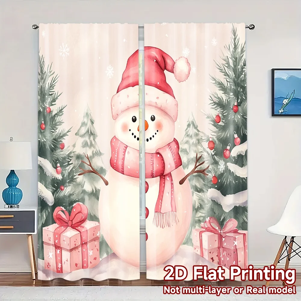 2pcs,Curtains Cute Snowman Christmas Gifts_a (2) Popular Creative Curtains Durable 100% Polyester Fabric Curtains Outdoor #1