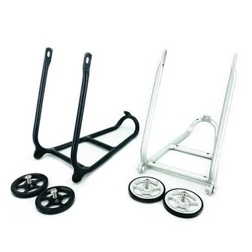 Imagen 1 del producto Portaequipajes trasero para bicicleta plegable Brompton, bastidores de carga traseros de aleación de aluminio tipo Q, Mini portaequipajes y rueda fácil, plateado y negro