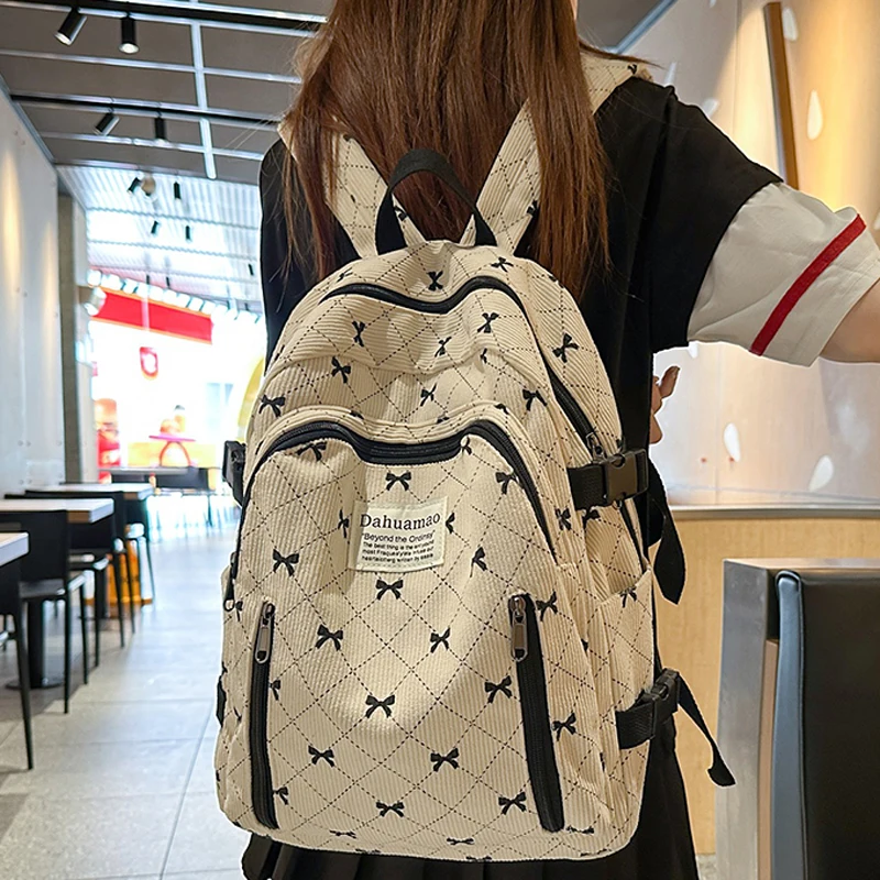 

Cute corduroy Backpack Female Travel School Bag Ladies Book Bags Women Men Student Laptop College Backpack ForTeen Girls