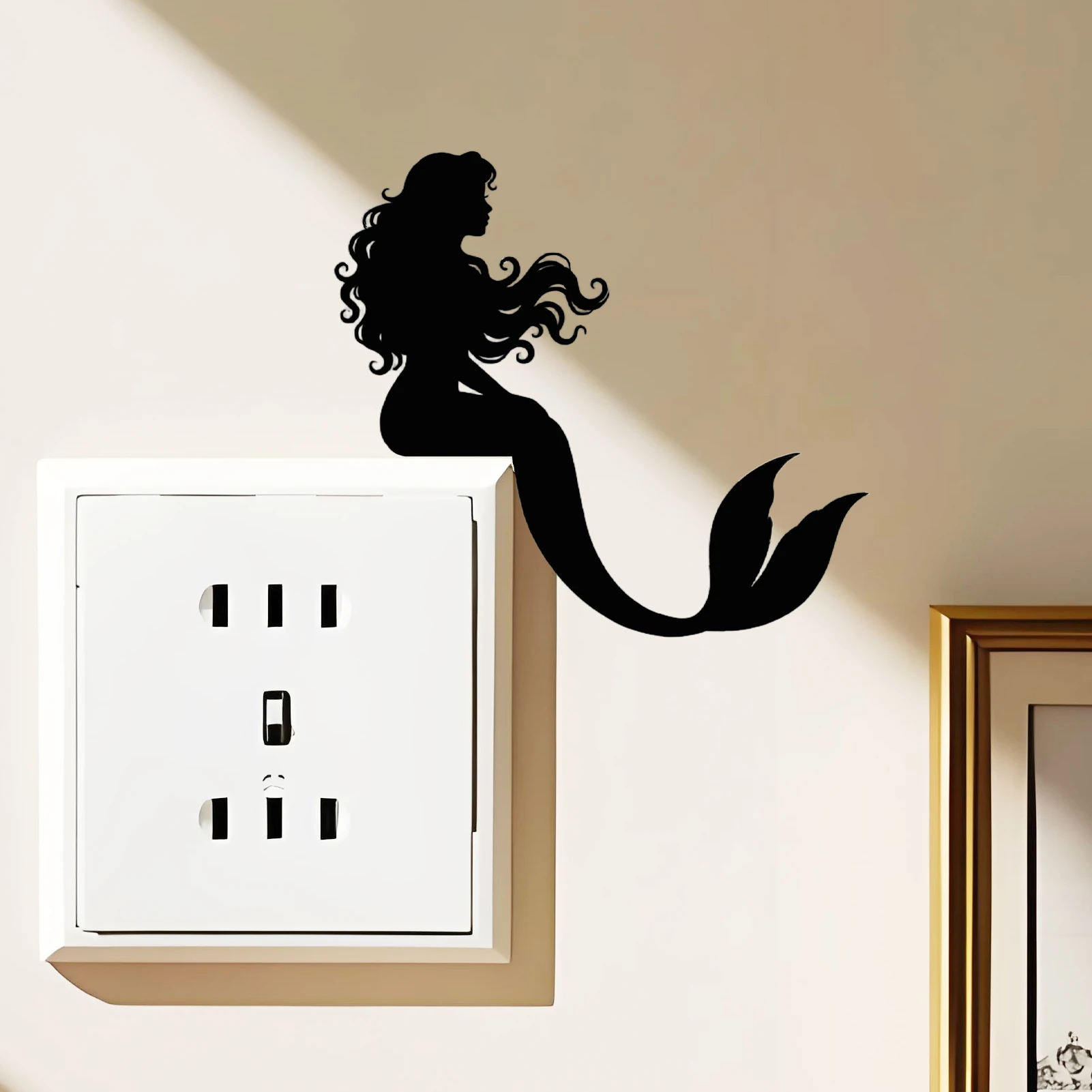Black Mermaid Silhouette Wall Sticker, Stylish Underwater Fantasy Vinyl Decal for Room Decoration
