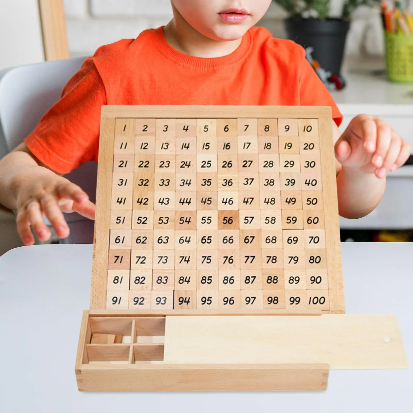 Tablero de matemáticas de madera, manipuladores de matemáticas con números de 1 a 100, aprendizaje preescolar, regalo de cumpleaños, juego educativo de aprendizaje, juguete Montessori