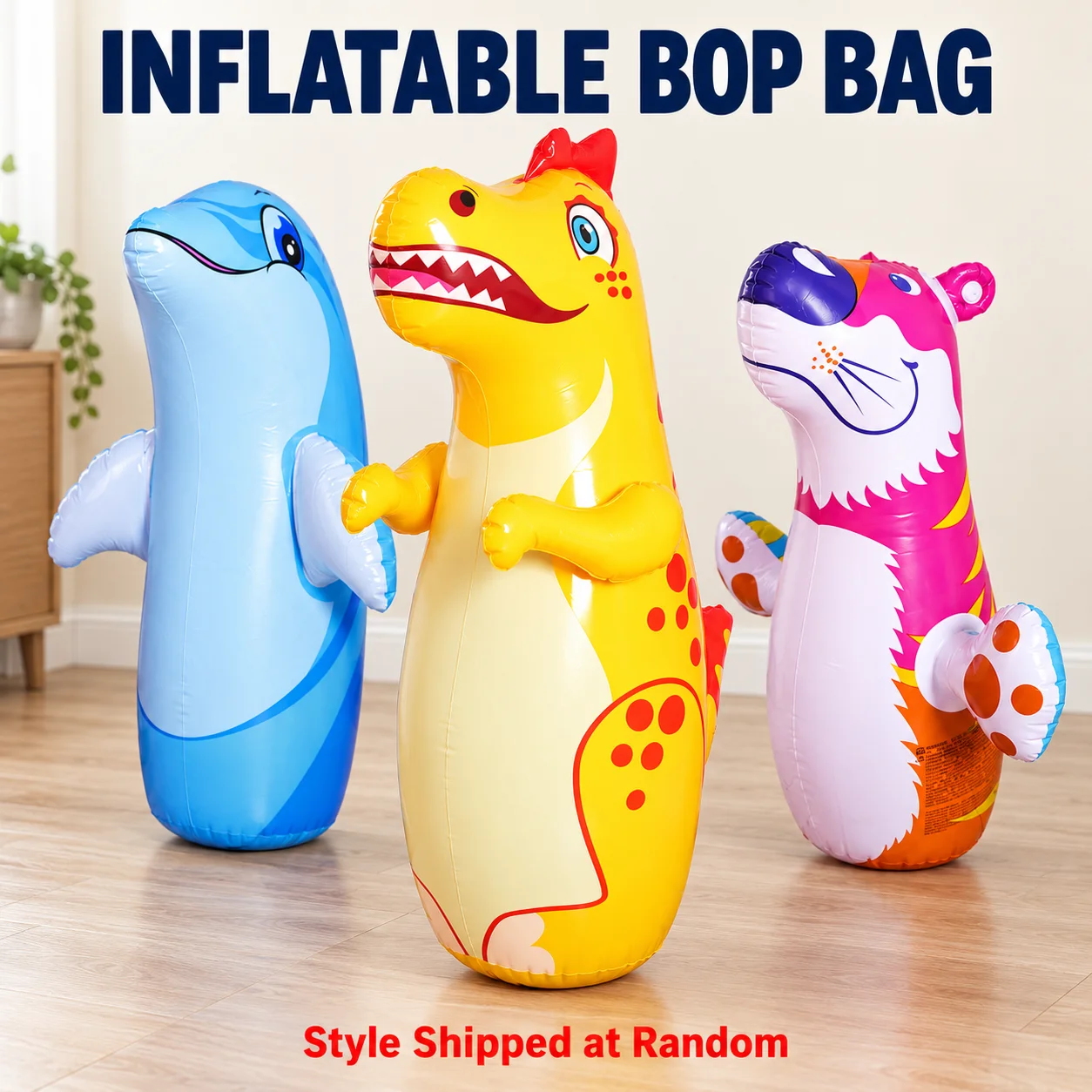 1PC Inflatable Punching Bag Freestanding Bop Bag Water Weighted Base Bounce Back Cartoon Boxing Toy Indoor Play Random Style