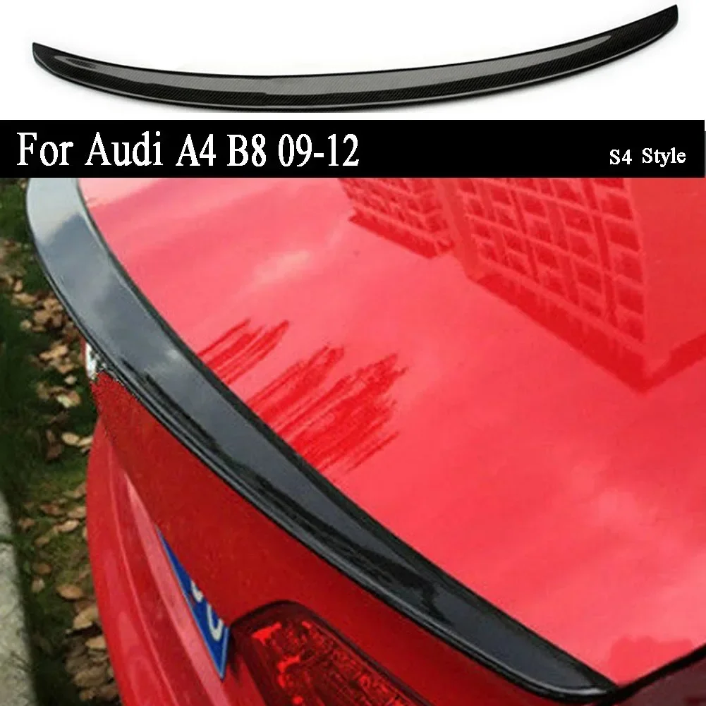 Car For Audi A4 B8 2009 2010 2011 2012 Carbon Fiber Rear Trunk Spoiler Boot Lip S4 Style