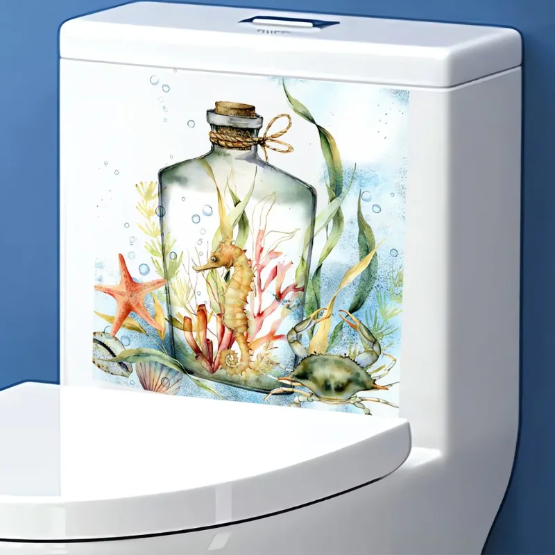 Cartoon Marine Animal Waterproof Toilet Stickers Self-Adhesive PVC Wall Stickers for Bathroom Decor