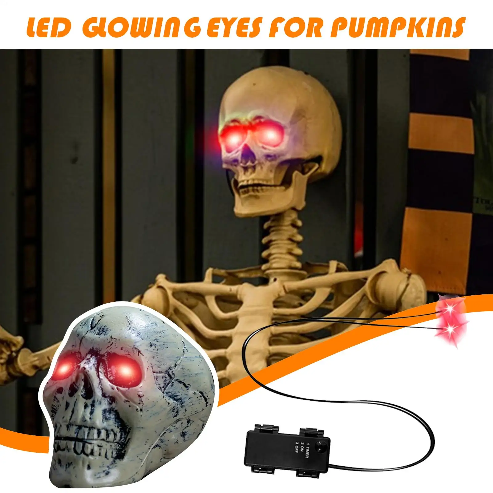 Glowing Eyes Halloween Decor with Timer LED Light Up Props for Skulls Pumpkins Tombstones Masks Halloween Party Decorations view 6