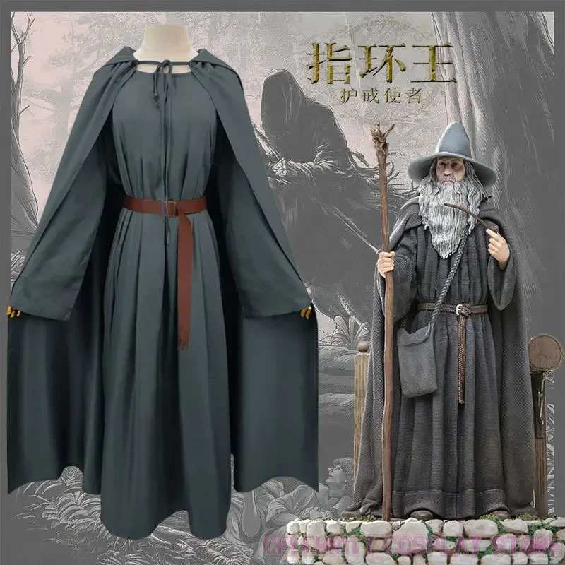 

Movie Gandalf Cosplay Costume Anime Sorcerer Cos Uniform Halloweeen Carnival For Men Women Cloak Cape Hat Suit Perform Clothes