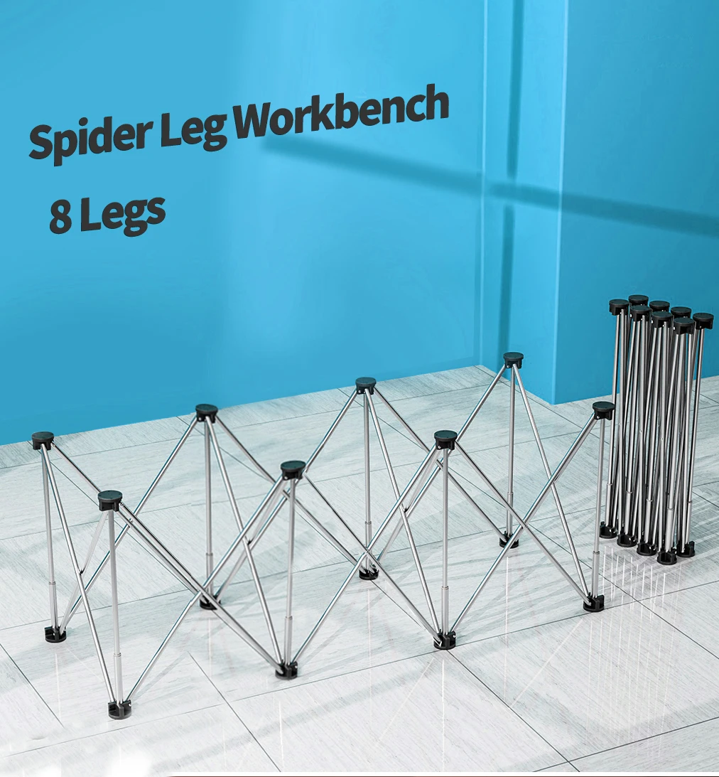 Spider Leg Workbench 8 Leg Stainless Steel Work Table High Capacity Collapsible Portable Quick Setup Workbench with Storage Bag