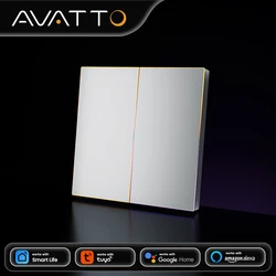 AVATTO Tuya Zigbee/WiFi Smart Light Switch With Neutral Wire,Button Rebound Switch With Ambient Light Support Alexa Google Home
