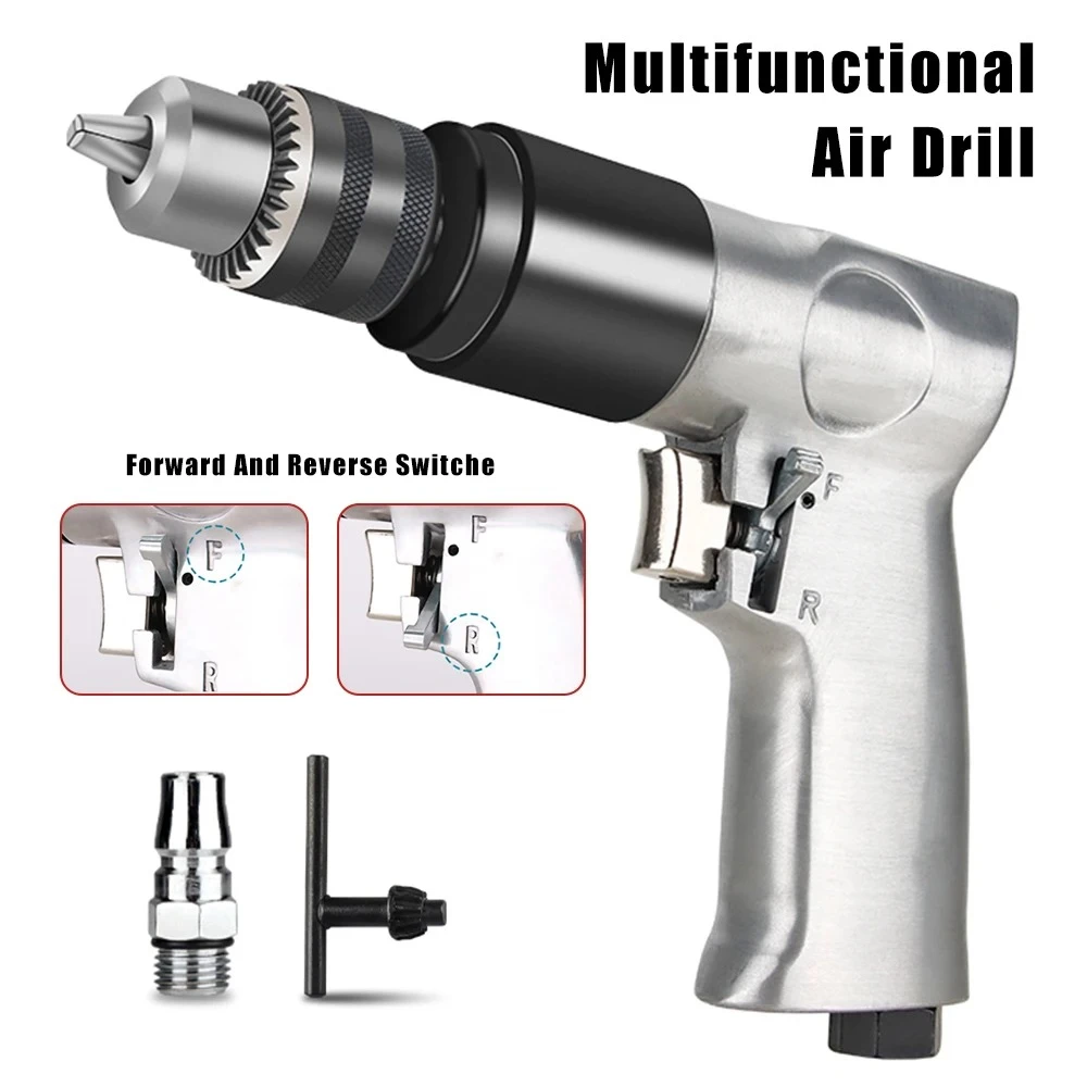 3/8'' Professional Air Drill High-speed Pneumatic Drill Reversible Rotation Tool For Drilling On Walls, Floors, Iron Plate Etc
