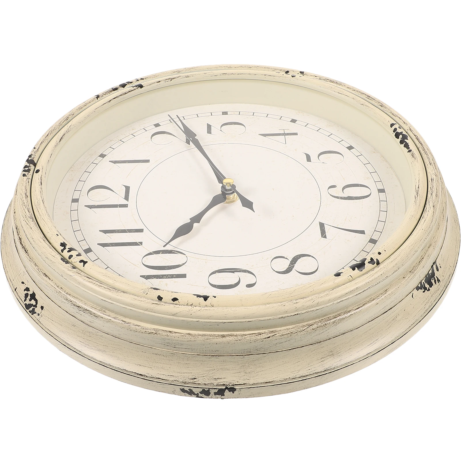 

Retro Wall Clock 12 Inch Beige Unique Quartz Mute Decorative Hanging for Living Bedroom Home Office Silent Round Clock