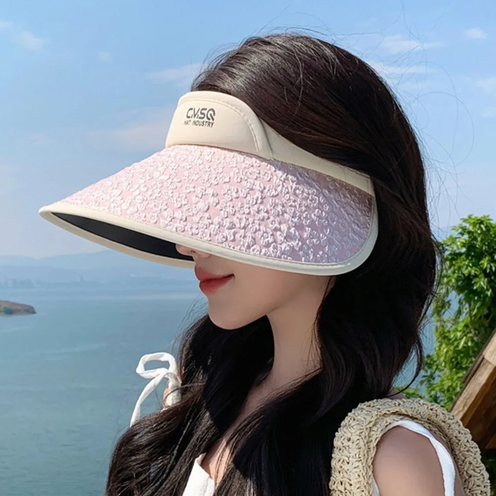 Empty Top Empty Top Hat New Wide Large Brim Sequin Sun Hat UV Protection Casualv Beach Hat Outdoor