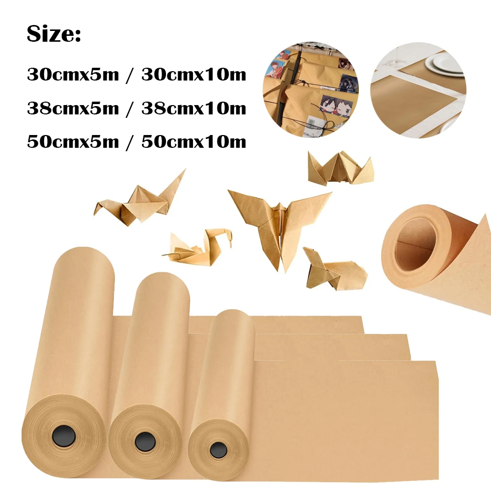 

5/10m Brown Kraft Paper Roll - Biodegradable Thick Paper for Gift Packaging, Mobile Packaging & Craft Projects