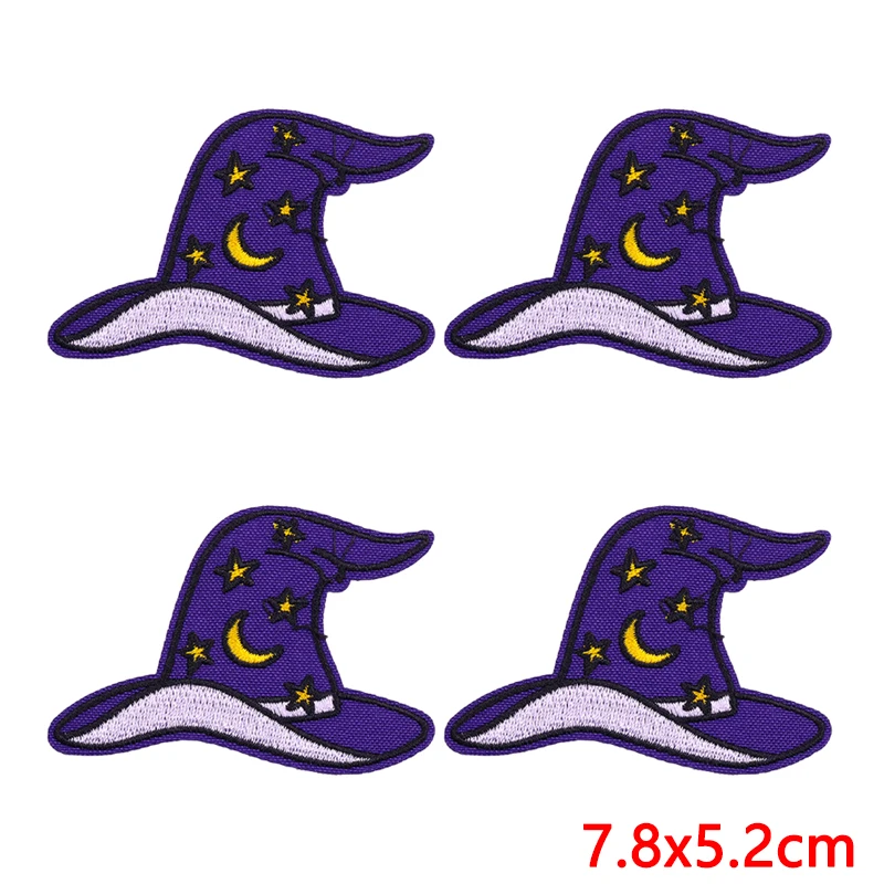 10PCS Wholesale Wizard Hat Patch Halloween Embroidered Patch Iron On Patches For Clothing Thermoadhesive Patches On Clothes DIY