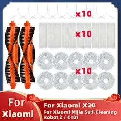 Fit For Xiaomi Mijia X20 / Mijia Self-Cleaning Robot 2 / C101 Robot Vacuum Cleaner Spare Parts Main Side Brush Hepa Filter Mop