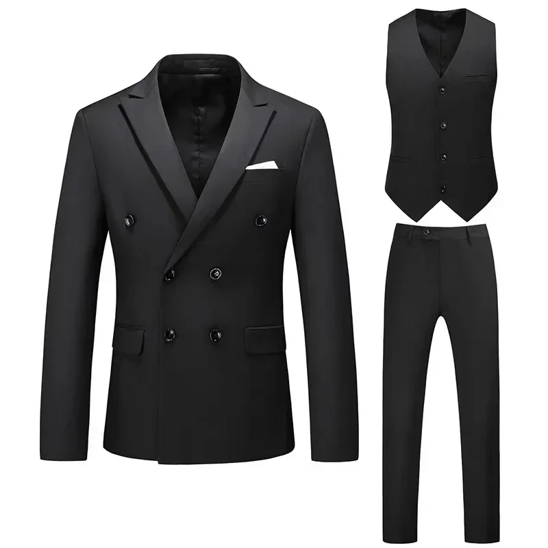 

Formal Business Suit for Men, Peak Lapel, Blazer Vest and Pants, Tuxedo Suits for Wedding Dress, Evening Party, 3-Piece