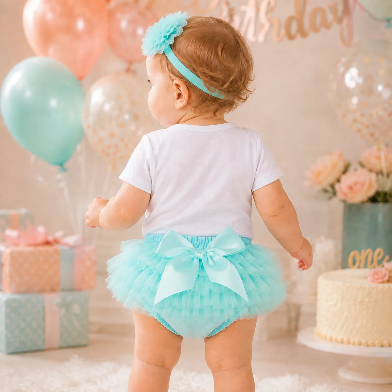 Baby Girls 1st Birthday Outfit Set My First Birthday Bodysuit Tutu Skirt Headband 3Pcs Cake Smash Costume Infant Birthday Party