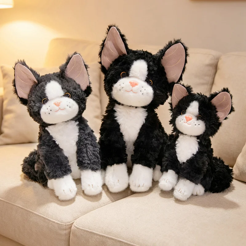 Cute Devon Rex Plush Toy Stuffed Curly Hair Fat Belly Puppy Plushie Adorable Doll Toys for Kids Birthday
