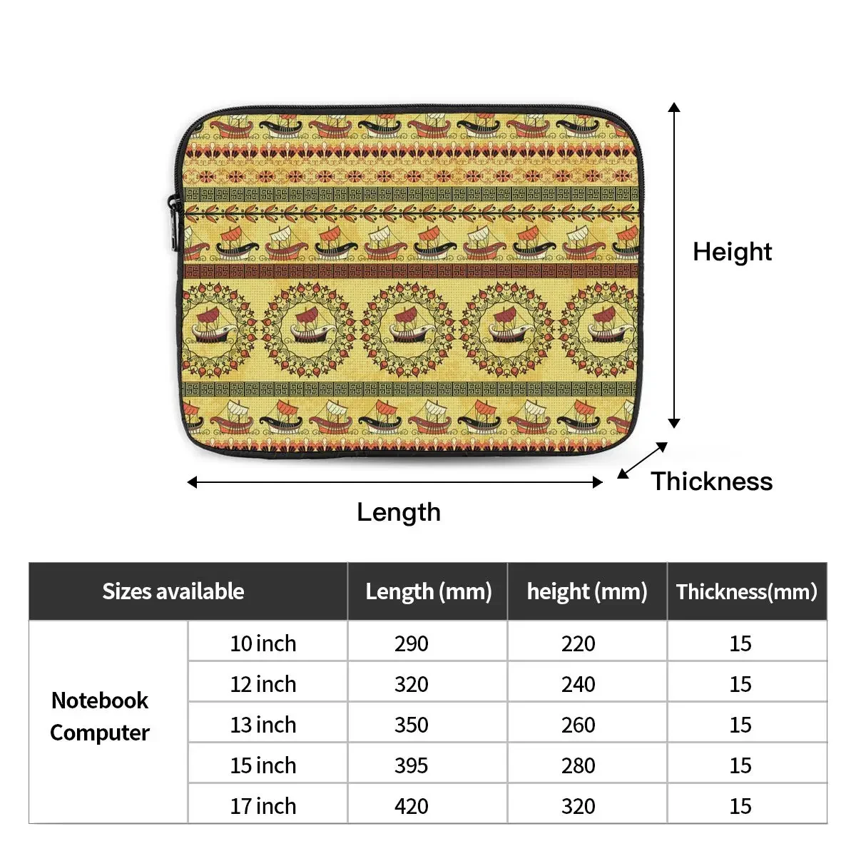 Modello senza cuciture con navi greche antiche e custodia per Laptop ipad per Computer con ornamento custodia per Laptop custodia portatile