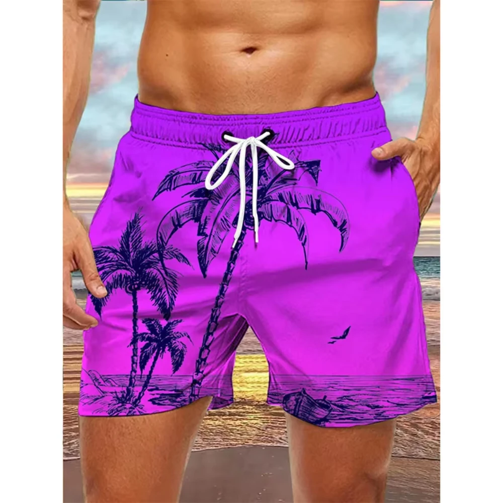 

Men's Summer Beach Board Shorts 2025 New Tropical Palm Trees 3D Print Leisure Graphic Clothing Short Sleeve Polyester
