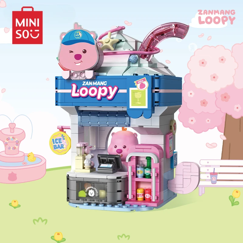 Miniso Fun Series Building Block Figuras, ornamentos de mesa, brinquedos educativos de montagem, desenhos animados fofos, presentes de aniversário infantil