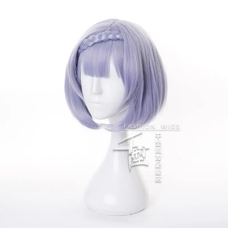 Game Genshin Impact Noelle Cosplay Wig Light Purple Short Hair Heat Resistant Synthetic Halloween Party Accessories Props