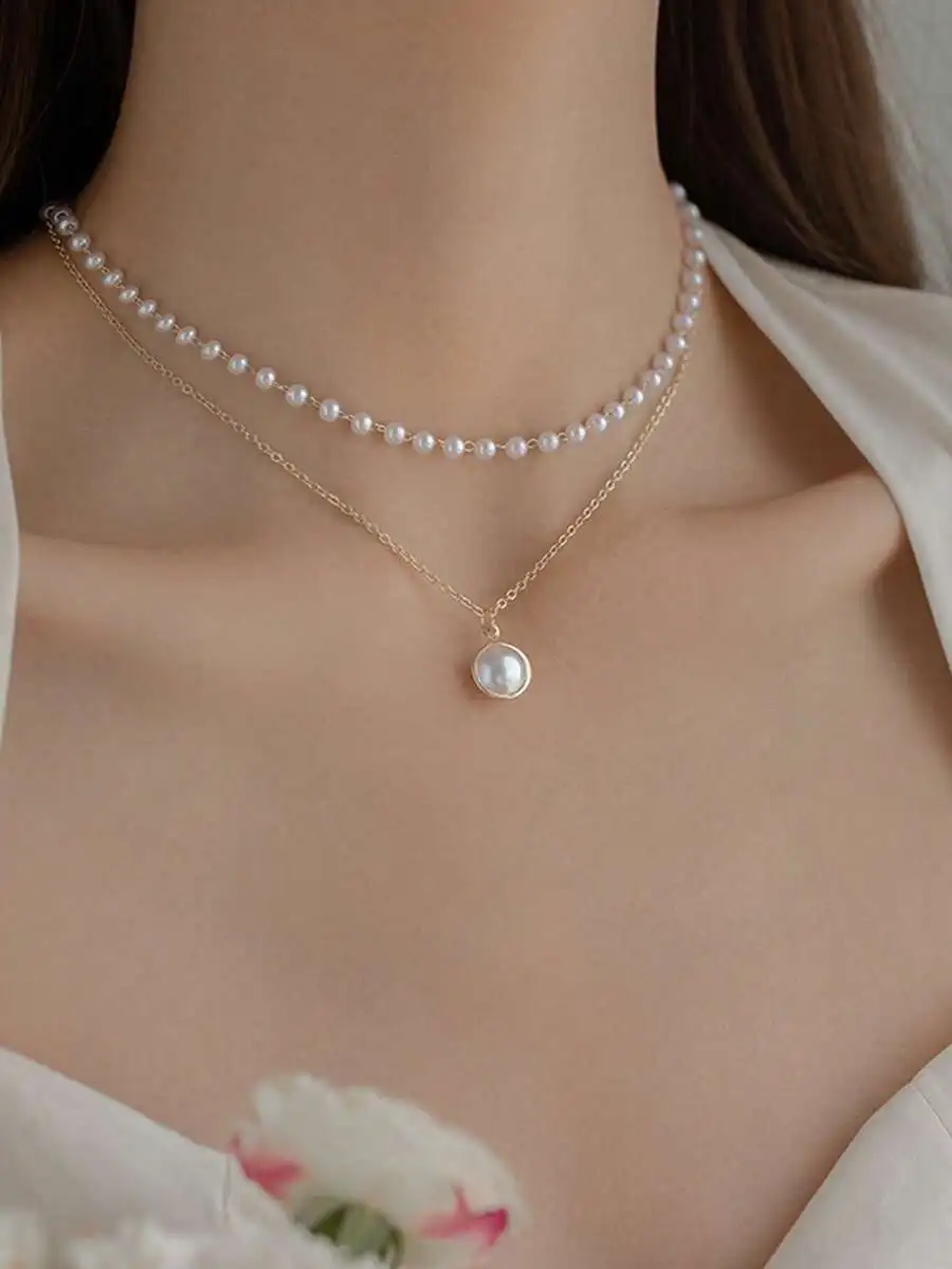 Elegant Faux Pearl Layered Necklace for Women