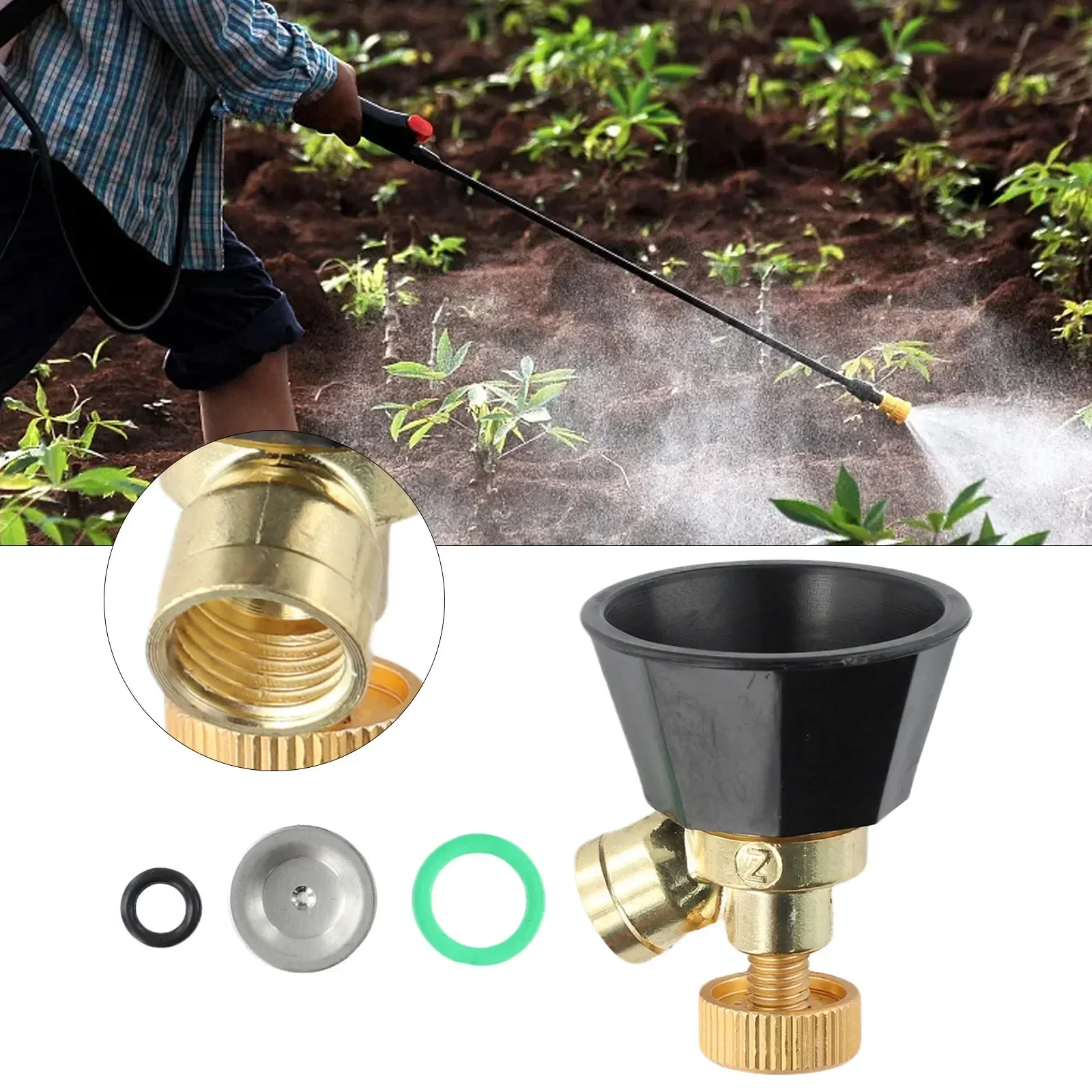 Agricultural Atomization Adjustable Nozzle Garden Alloy Black Cyclone Nozzle For Garden Fruit Vegetable Watering Tool