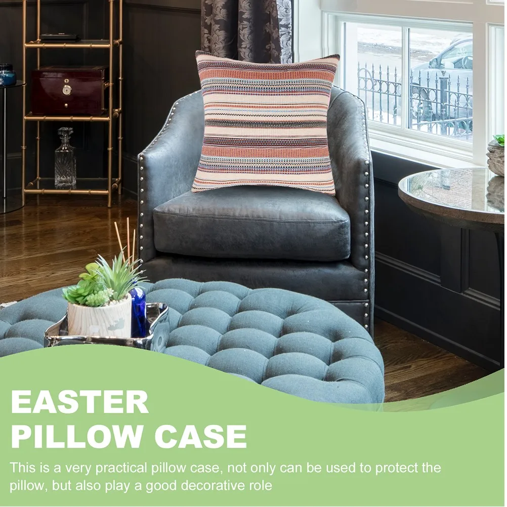 

Ethnic Pillow Cover Cotton Decorative Cushion Case for Home Office Sofa Bohemian Striped Color Woven Pad Cover