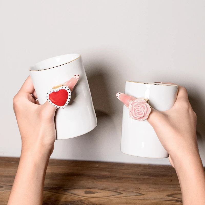 

Creative Ring Ceramic Mugs Coffee Cups Gold Edged White Porcelain Cup Home Breakfast Milk And Water Cup Women Valentine Gifts