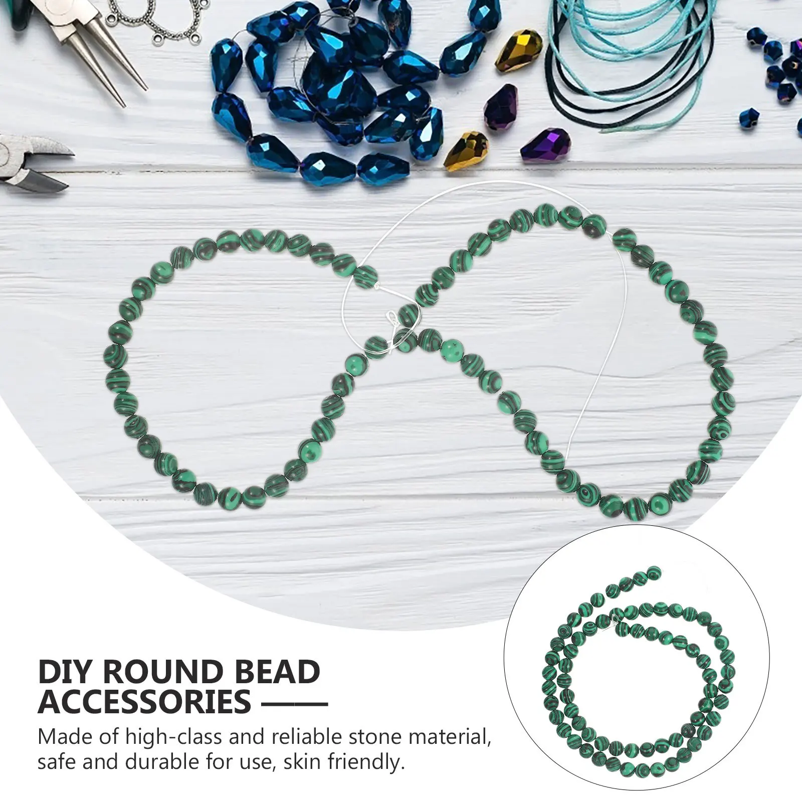 

Malachite Bracelet Beads Round Stone for Jewelry Making Large Hole Loose Charms Jewellery Bracelets Spacer