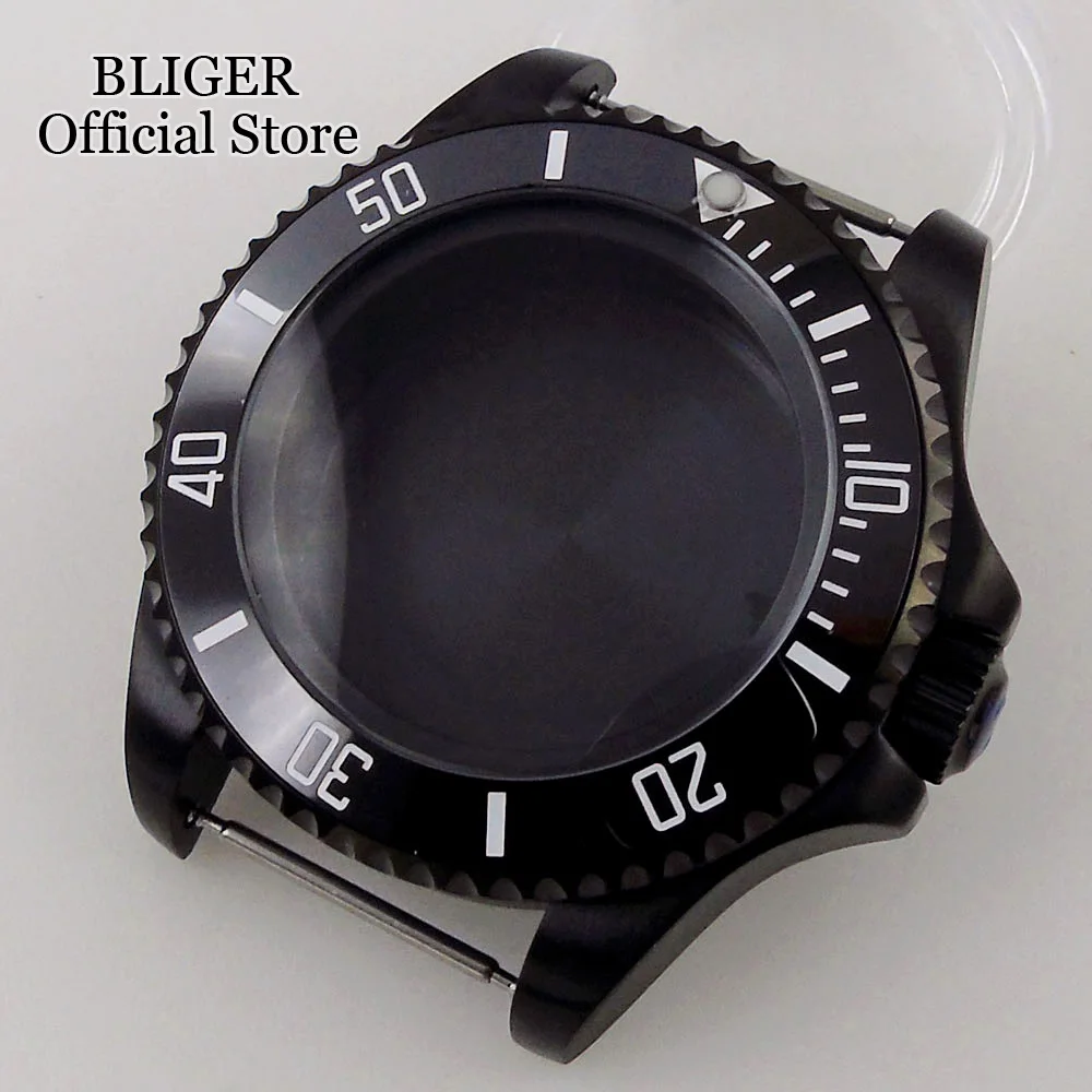 

BLIGER Fit NH35A NH36A 43mm PVD Black Watch Case ETA 2824 PT5000 ST2130 MIYOTA 8215 DG Ceramics Bezel Insert Screw Crown