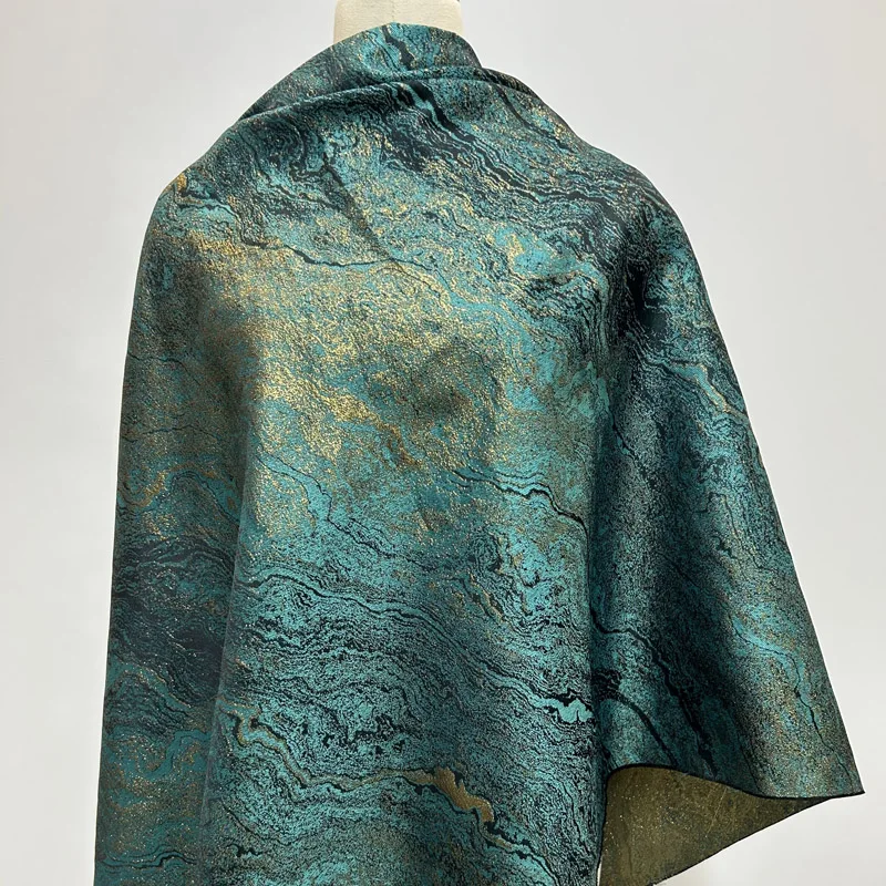 

Pre-cut Glitter Green & Golden Jacquard Brocade, Sparkle Metallic Clothing Fabric for Dresses Costumes Home Decor DIY Projects