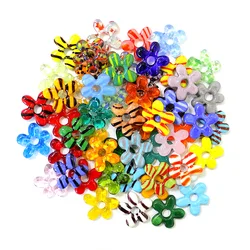 6pcs New Lovely Mini Glass Flower Pendant Ornament Xmas Wedding Party Decor Supplies DIY Girl Women's Jewelry Making Accessories