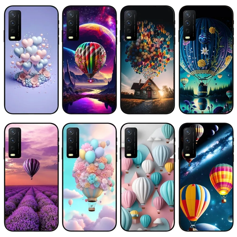 Hot Air Balloon Mobile Cell Phone Case for VIVO Y95 Y93 Y31 Y20 V19 V17 V15 Pro X60 NEX Black Soft Phone Cover Funda