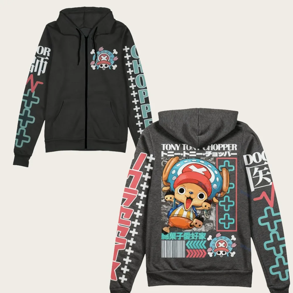 Sudadera con capucha de una pieza de Anime con cremallera Chopper algodón diseño de amante de los dulces algodón de gran tamaño ajuste cálido Otoño Invierno ropa de calle Unisex nuevo