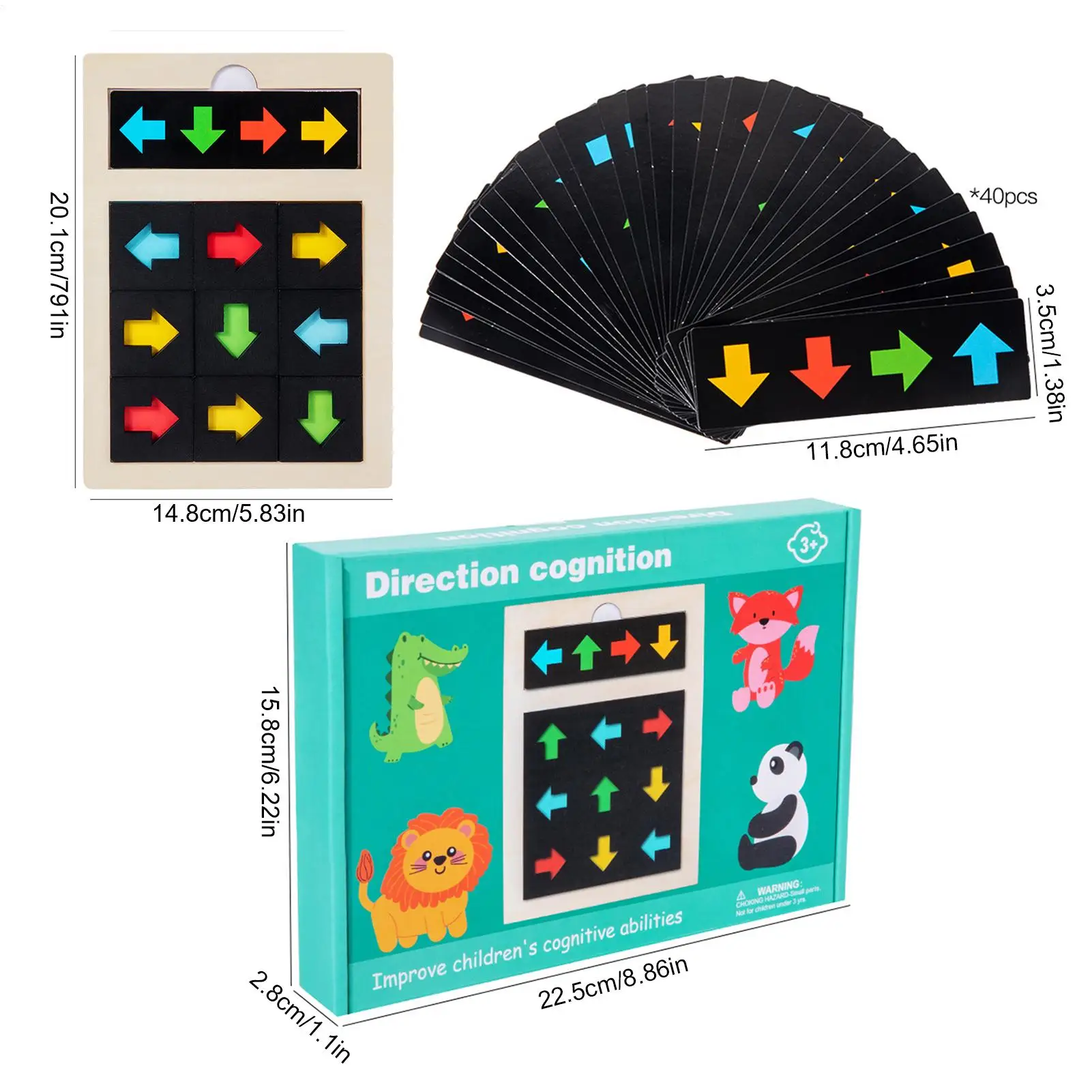 Bloco de direção quebra-cabeça de madeira crianças direção cor quebra-cabeça jogo de tabuleiro cognitivo aprendizagem cérebro teaser forma correspondência