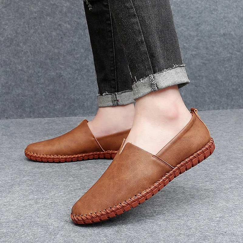 Outdoor Casual Shoes Handmade Moccasins Leather Loafers Men Driving Shoes Size 39-48