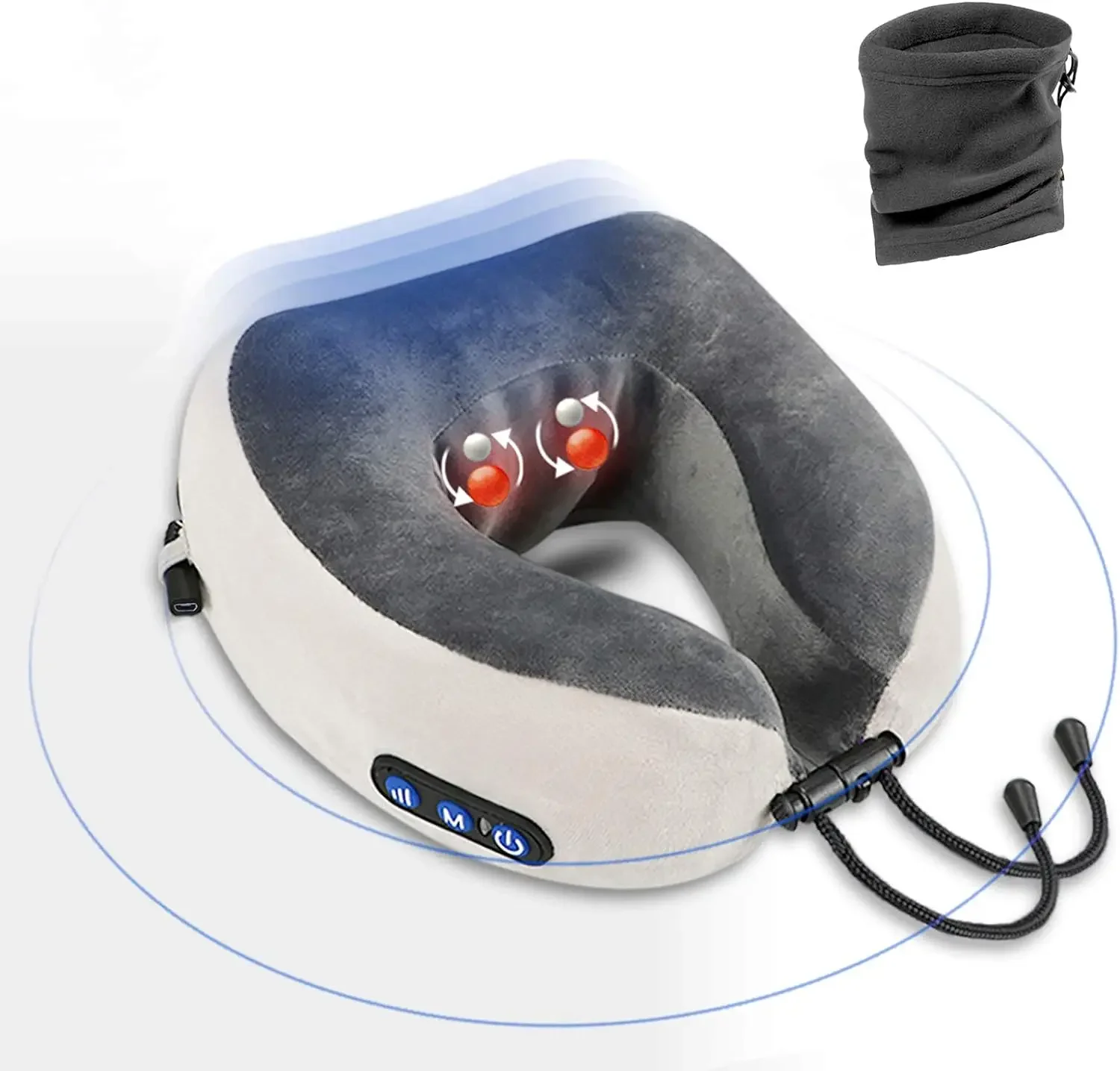 Vibrating Cordless U-Shaped Massager Pillow Kneading Head & Neck Support Pillow for Pain Relief