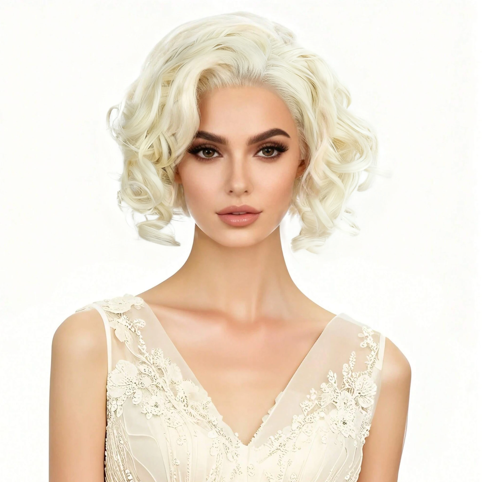 

13*1.5 Wavy Synthetic Lace Front Wig,Champagne Gold for Women Pre Plucked Outre Perfect Hairline HD Lace Synthetic Wig