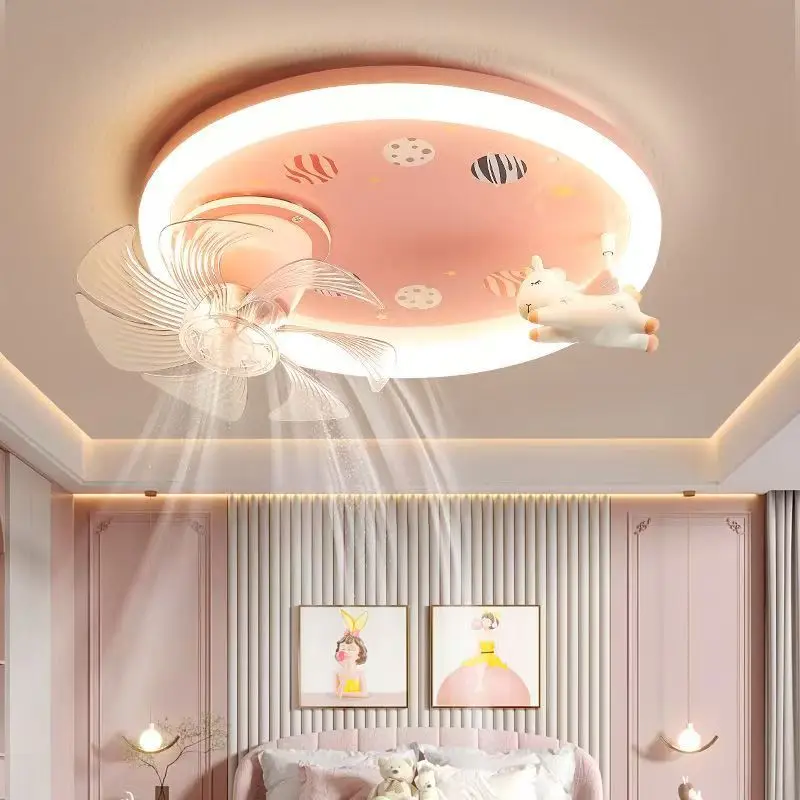 Full spectrum eye protection children's fan LED ceiling light for male and female bedrooms cartoon