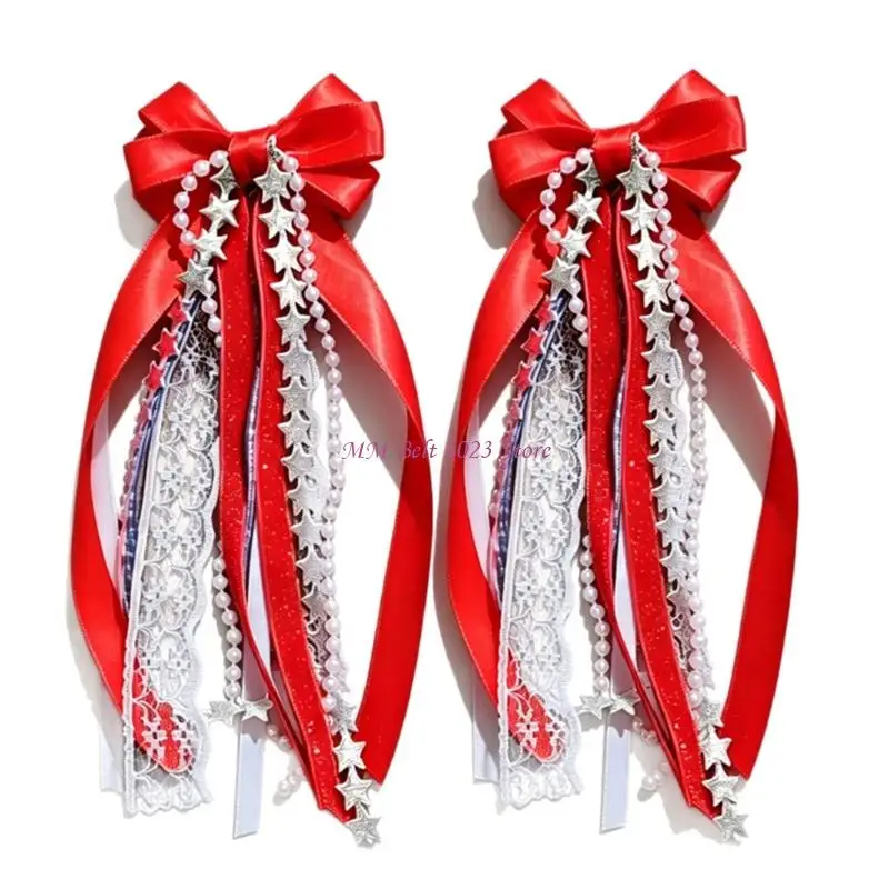 49ME Boot Accessories Lace Ribbon Bows Bows For Jul 4Th Festival Celebration