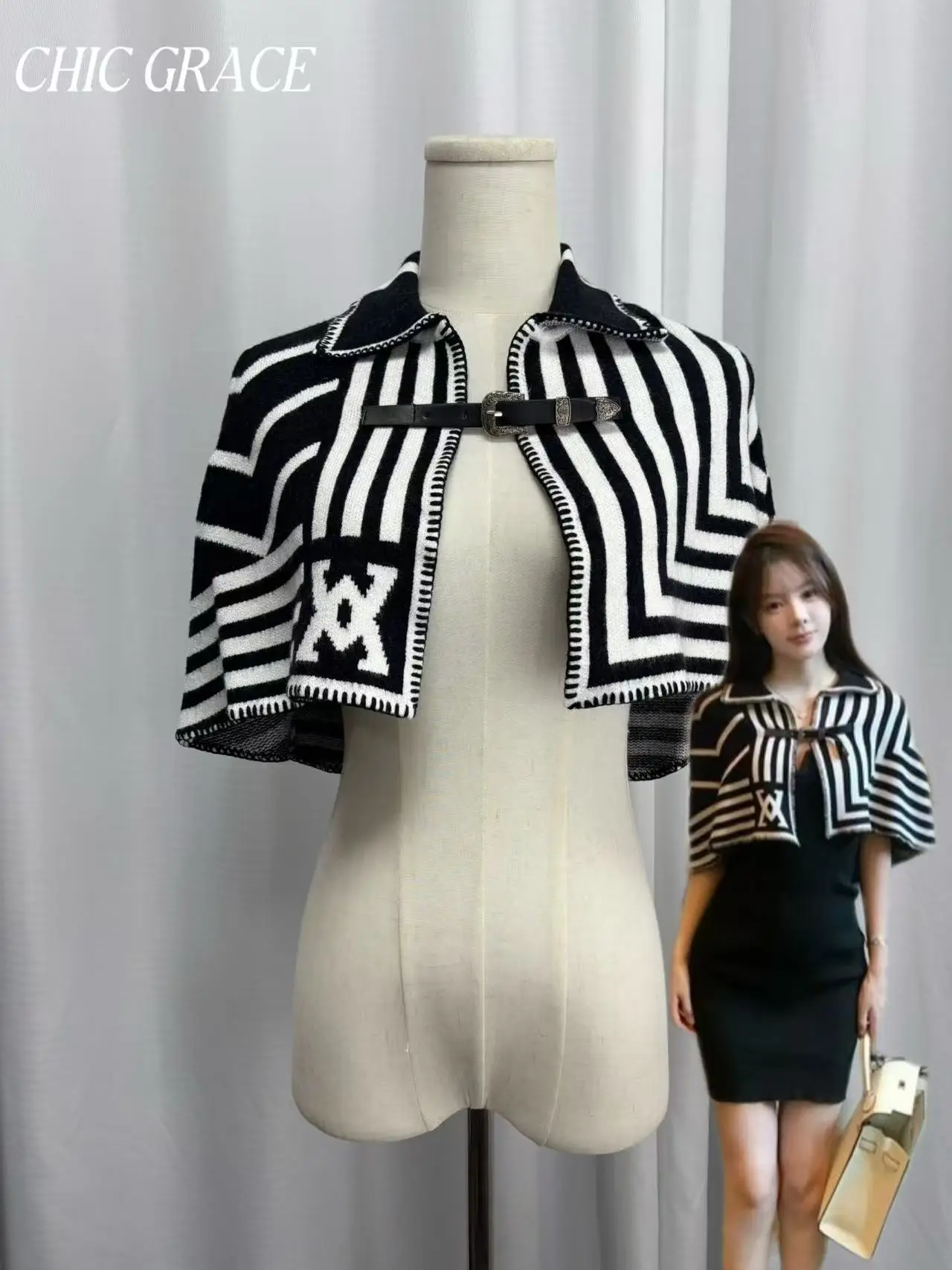 

Real Shot 2025 Новый дизайнерский высококачественный плащ-накидка для женщин, нишевая короткая приятная для миниатюрной верхней одежды, стильная весенне-осенняя куртка w