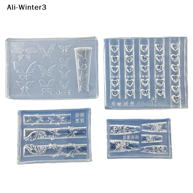 (YY)1Pc 2025 Novo Molde de Silicone para Unhas com Design de Borboletas e Flores DIY, Molde 3D de Acrílico para Decoração de Unhas