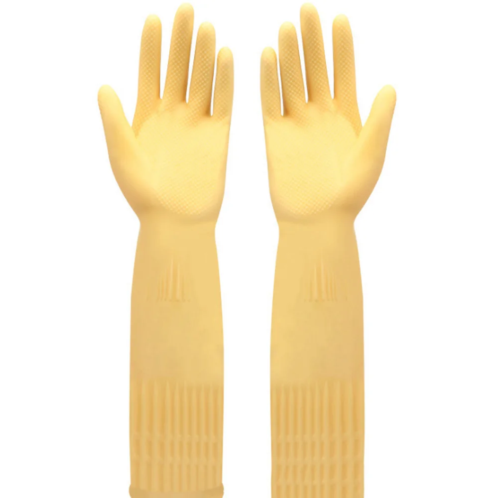A Pair Of Long Rubber Gloves With Cow Tendons, Laundry, Dishwashing, And Cleaning Gloves Can Protect Your Hands