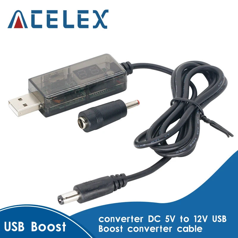 USB Boost Converter DC 5V to 9V 12V USB Step-up Converter Cable + 3.5x1.35mm Connecter For Power Supply/Charger/Power Converter