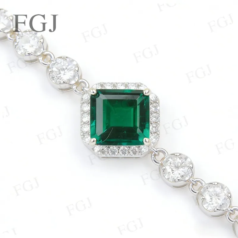 

Asscher Bracelet 8x8mm Lab Grown Ruby/Columbia Gemstone VVS1 Luxury Jewelry For Women Birthday Christmas Party Daily Outfit Wear